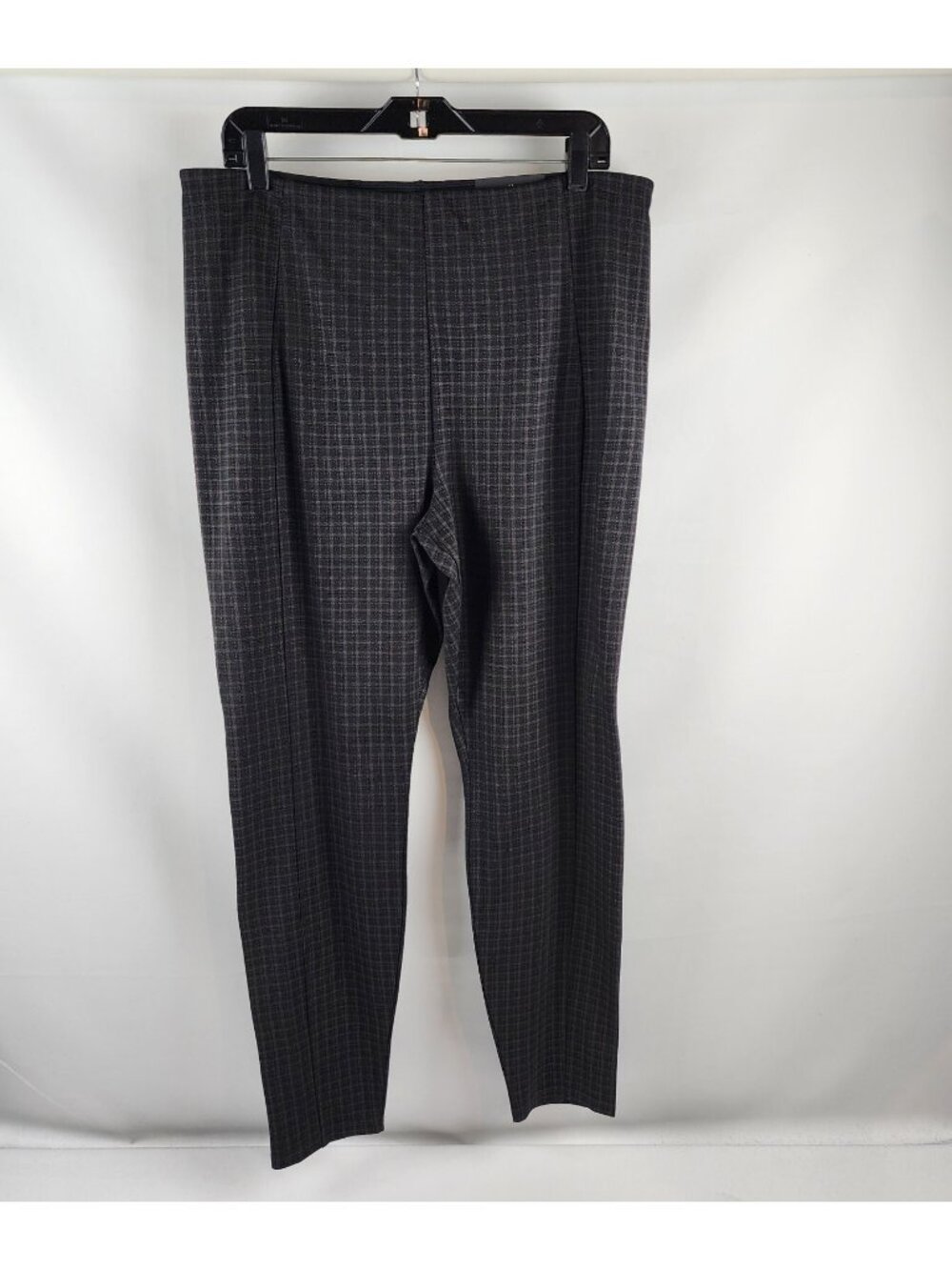 Liverpool Reese Ankle Leggings Womens 16 Black Gray Plaid (34x28) NWT